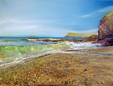 Finding Cowrie Shells on the Greenaway - oil and mixed media on canvas